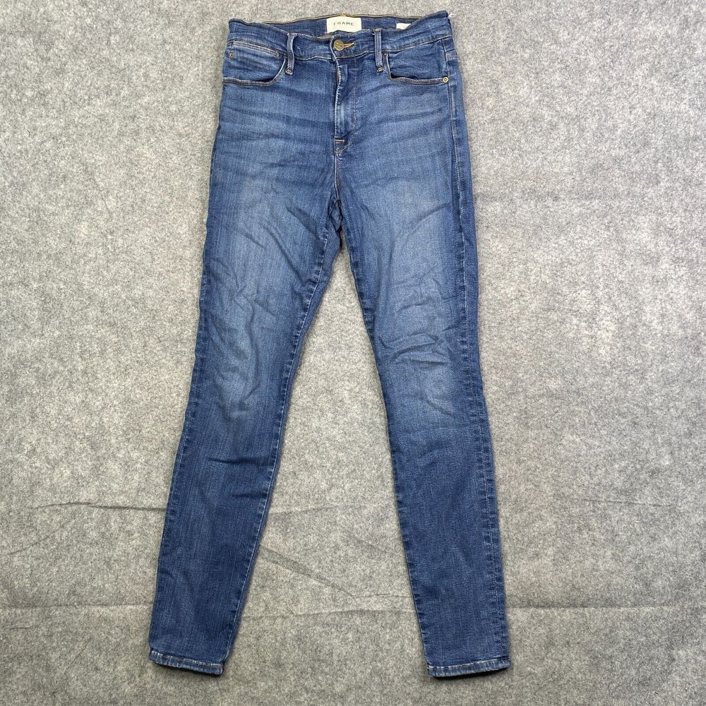 Frame Jeans Womens 27 Blue Denim Le High Skinny Stretch Medium Wash - Picture 1 of 9